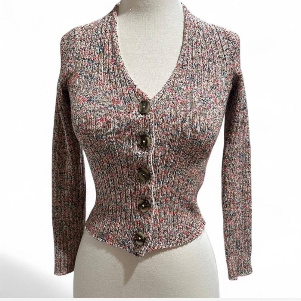 Madewell Red and Gray Cardigan Sweater V-Neck Cropped
